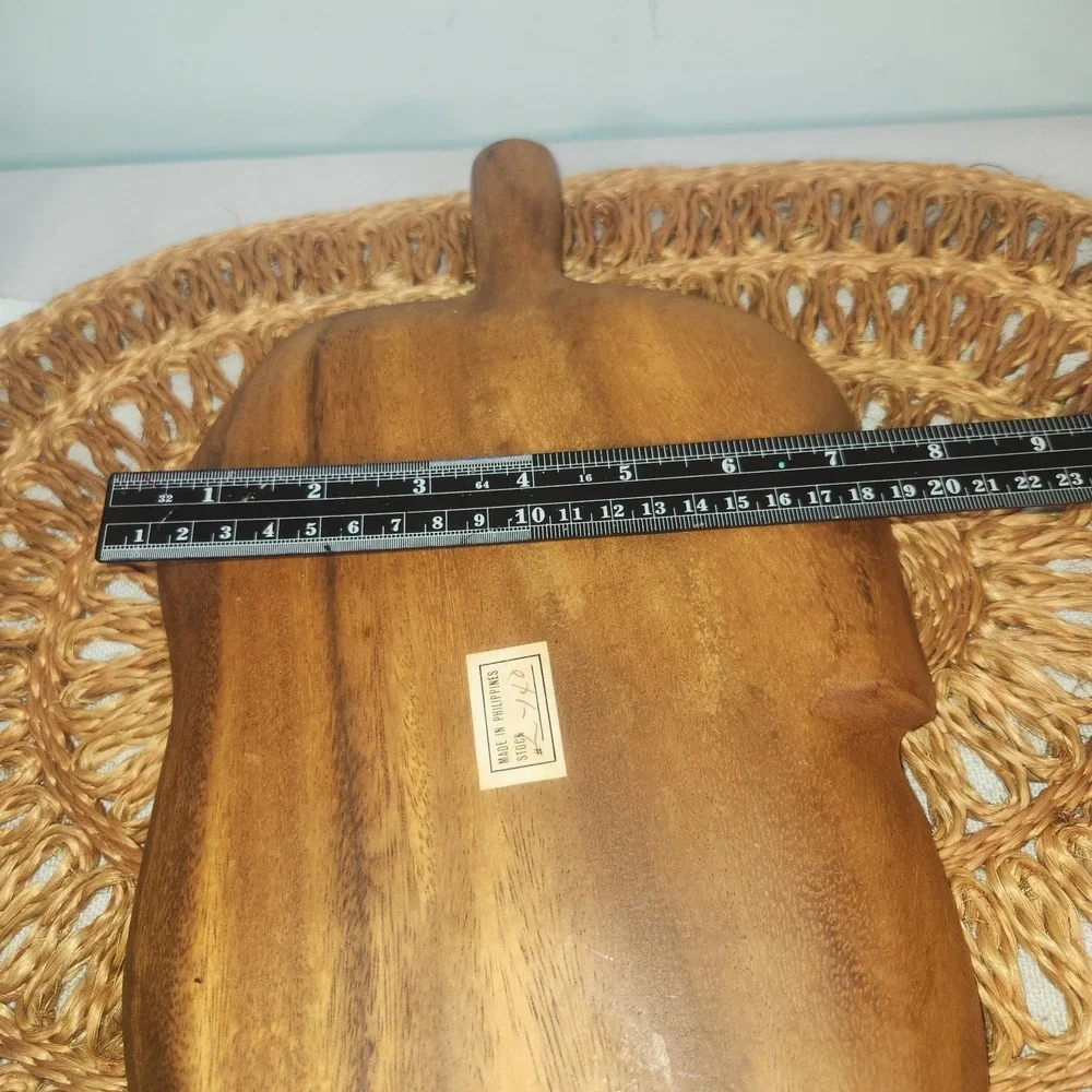 Lot of 2 Vintage Wooden Serving Trays | Leaf Shape Divided Snack Trays MCM